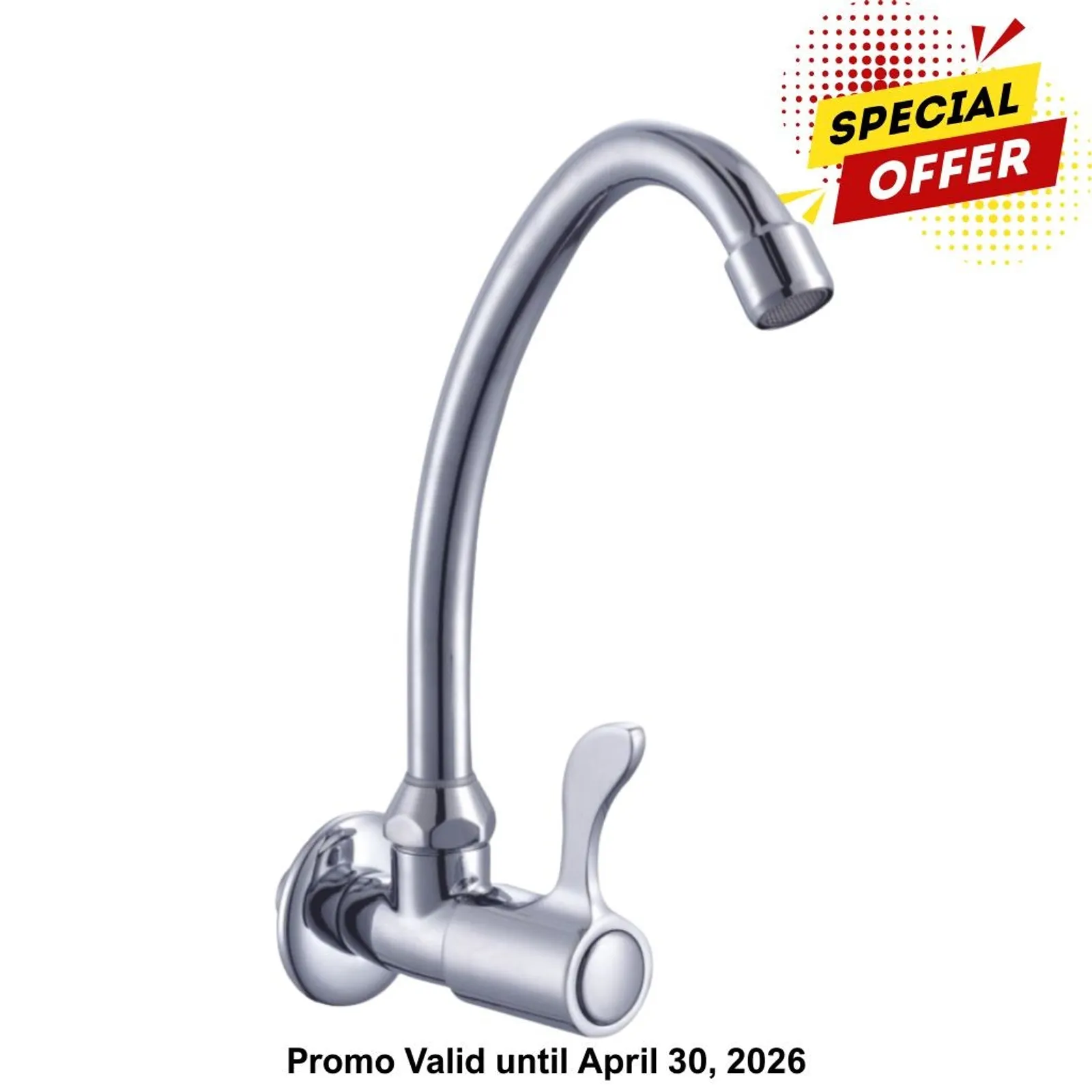 Sunmixer T20139L - Wall Mounted Gooseneck Faucet with Front Handle