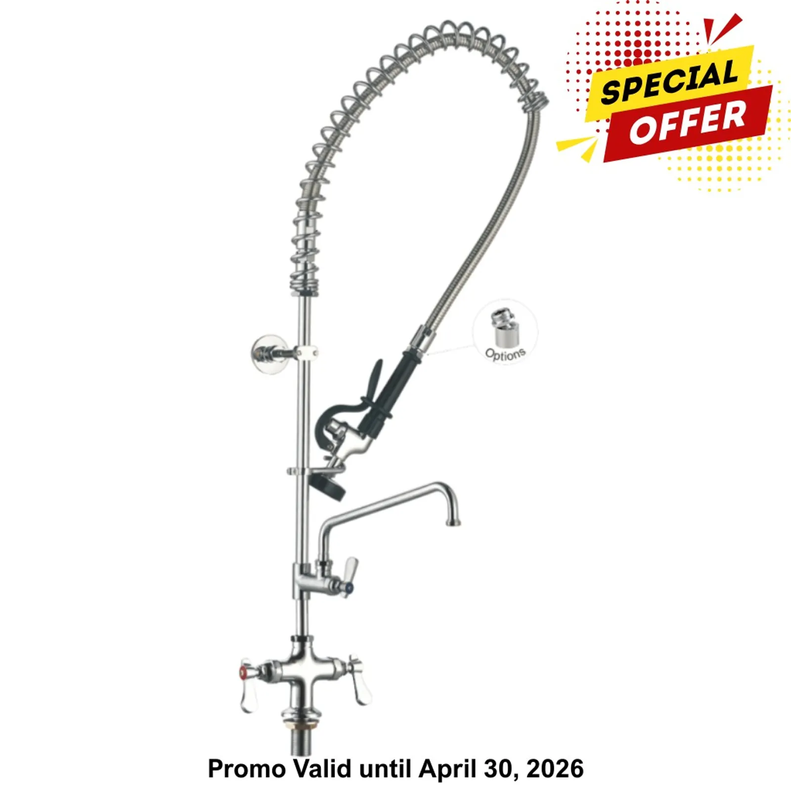 Sunmixer T98001-2 - Pre Rinse Unit with Add-on faucet and 305mm Swing Nozzle