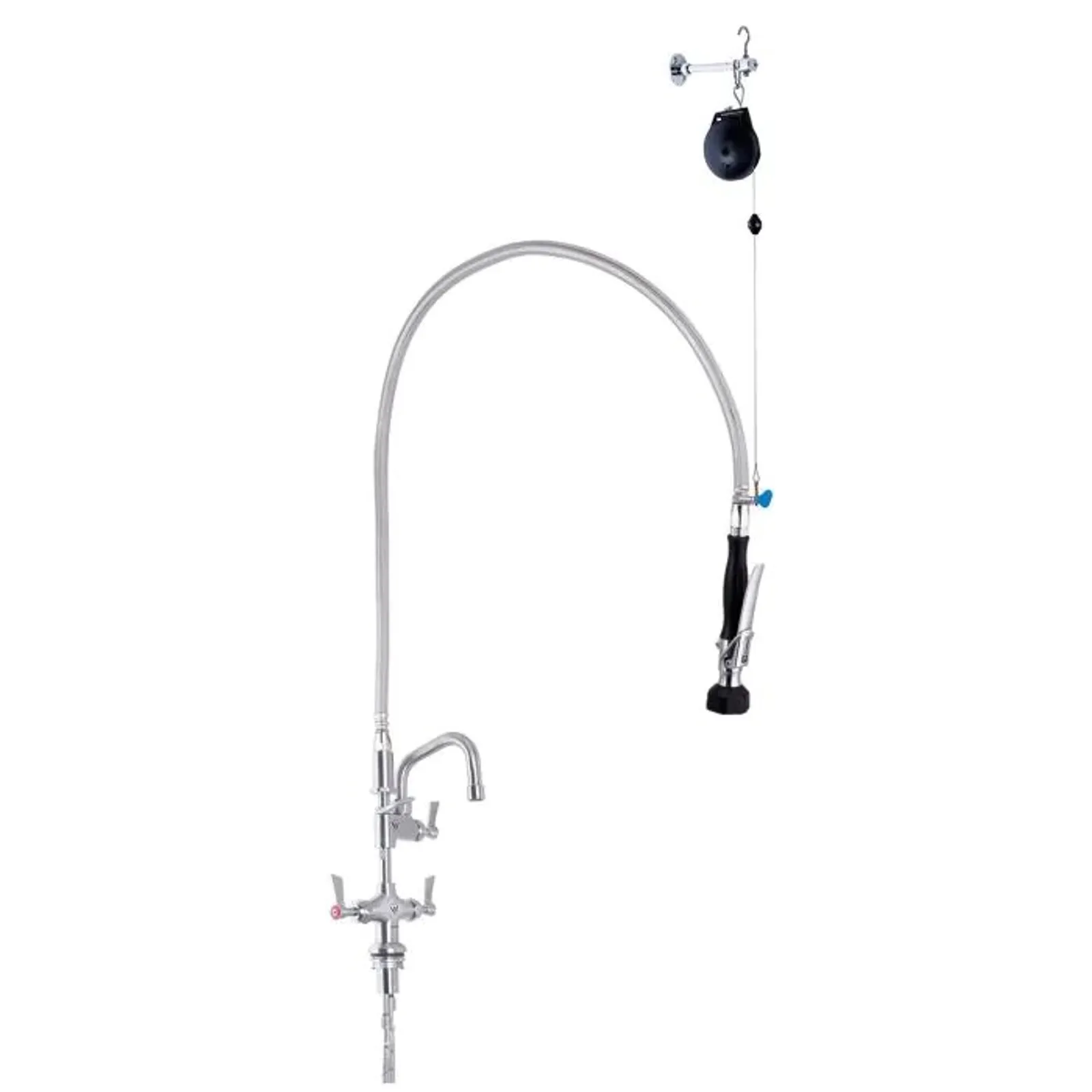 Clean-A-Jet T-3M53506 - Stainless Steel Line Retractor Dual Hob Mounted Pre Rinse Unit With 6" Pot Filler