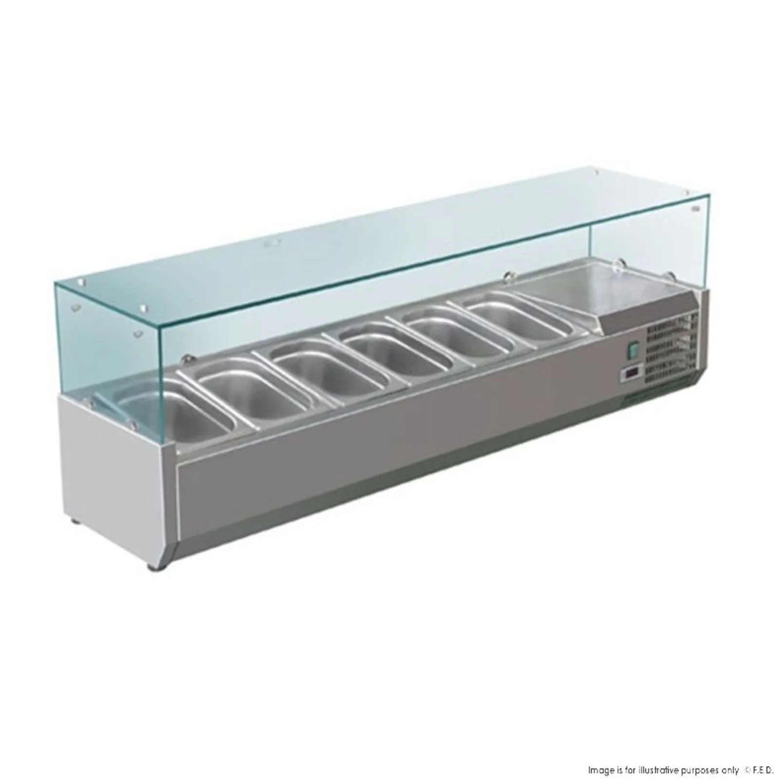 FED-X XVRX1500/380 - Flat Glass Salad Bench 6x1/3GN