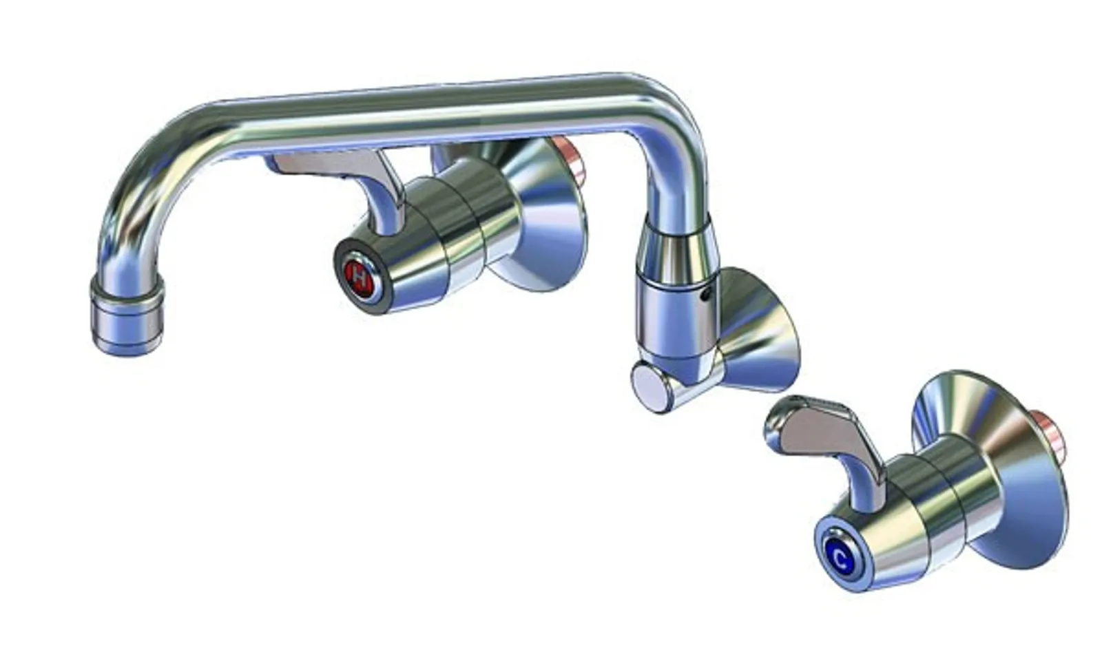 Yellow Tapware YX315XYP112 - Wall Mount Sink Set with 300mm Swing Aerated Spout & 1/4 turn levers