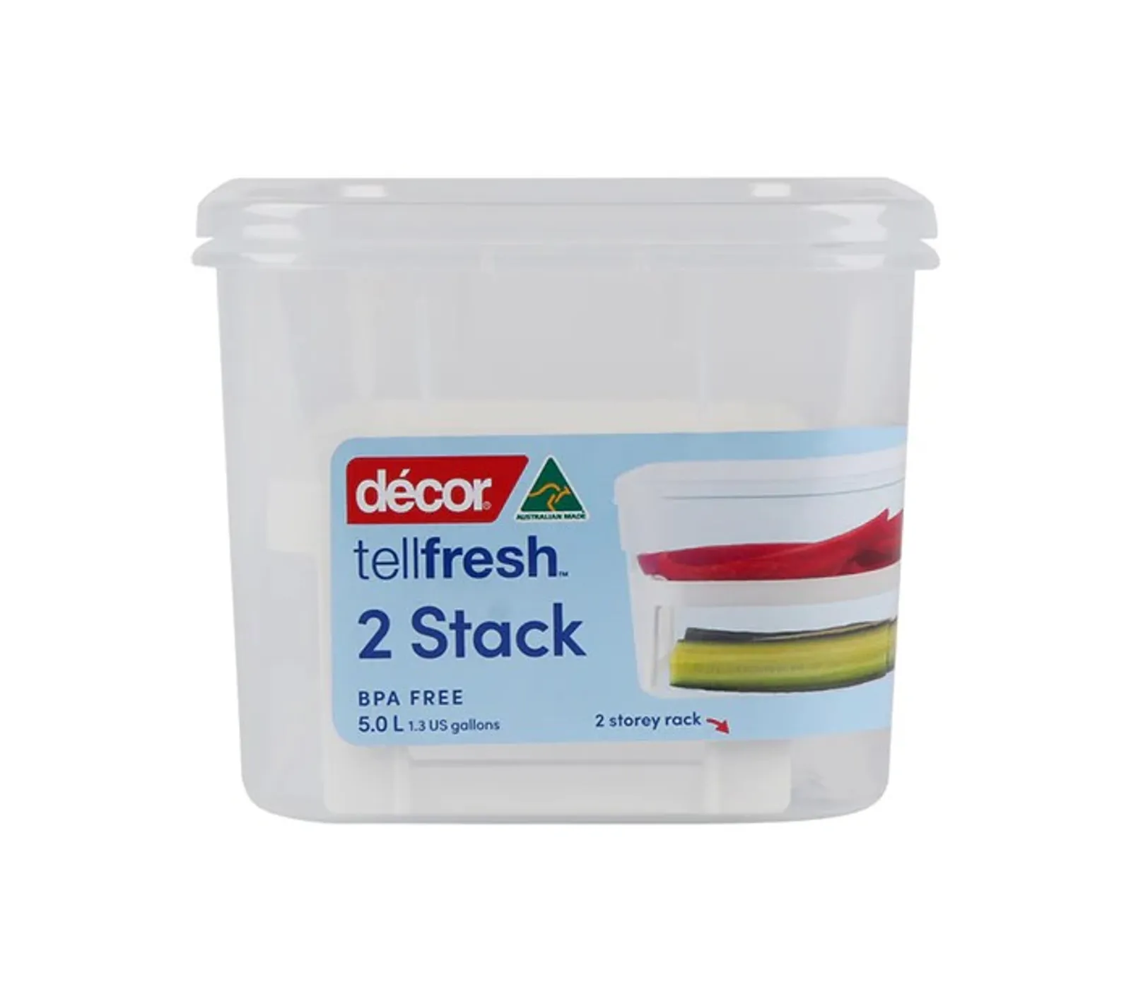 Decor Tellfresh 001400- 2-Storey Food Container with Rack, 5L