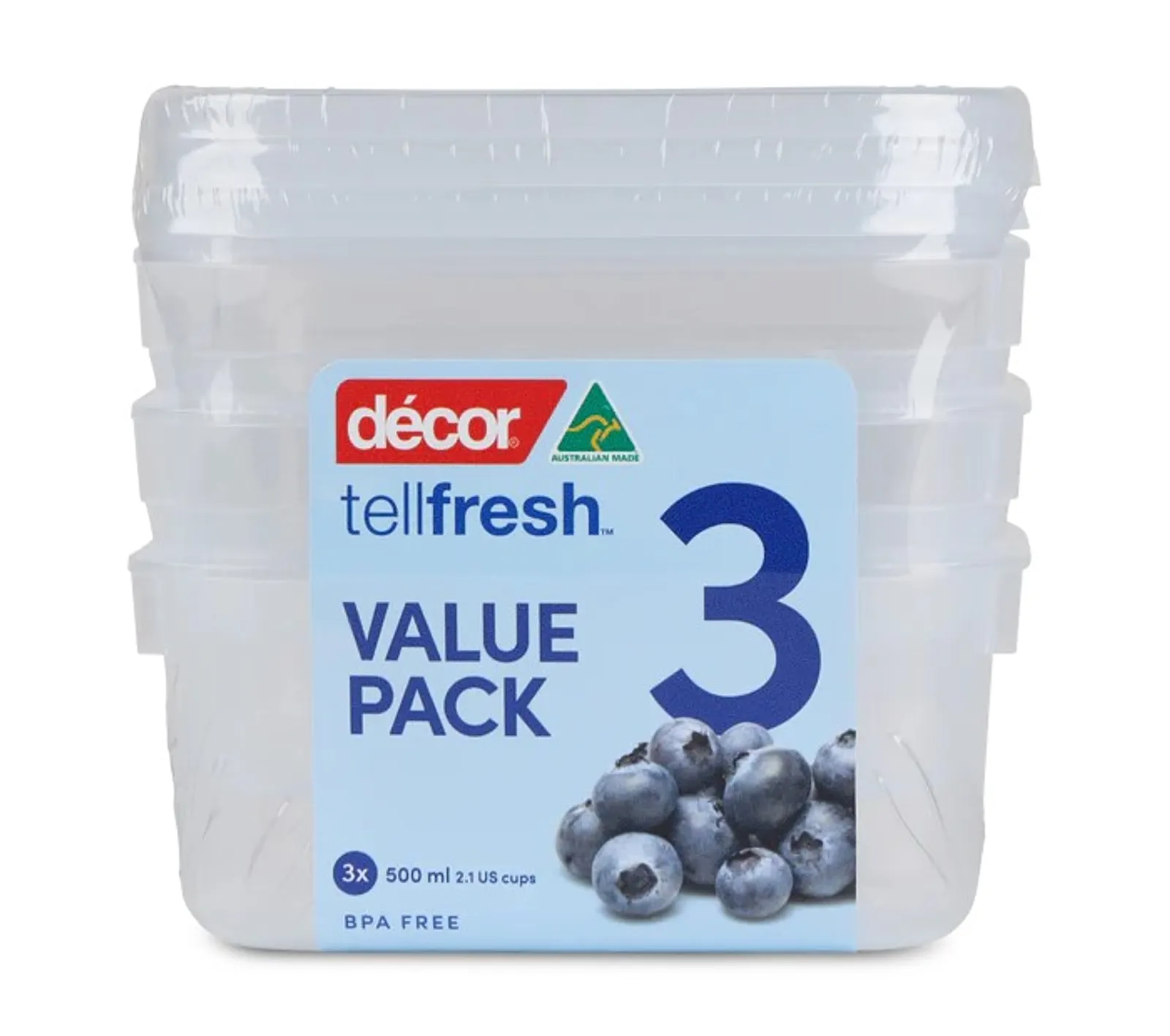 Decor Tellfresh 002751 - Food Container, Oblong, 500ml, Set