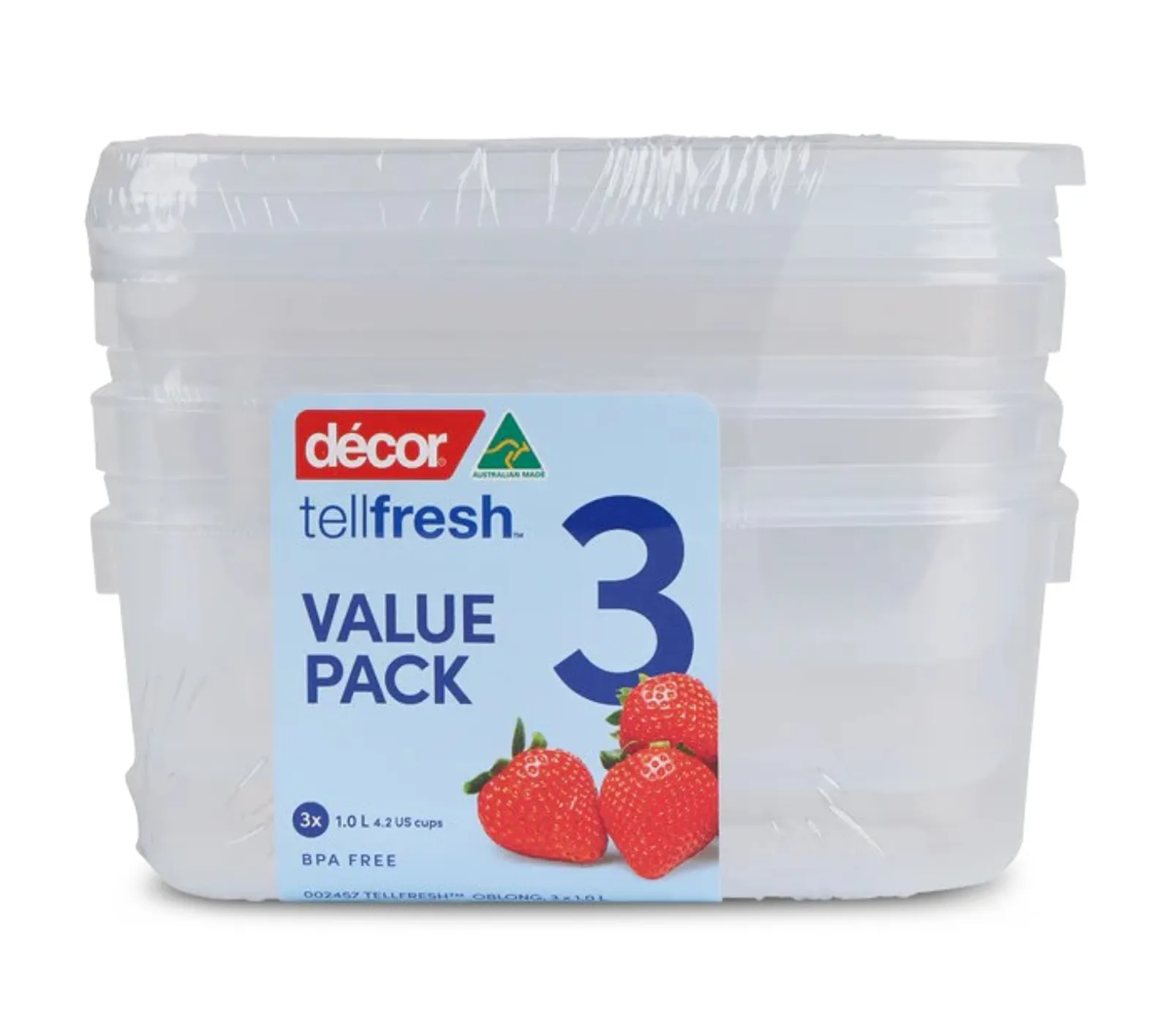 Decor Tellfresh 002457 - Food Container, Oblong, 1L, Set