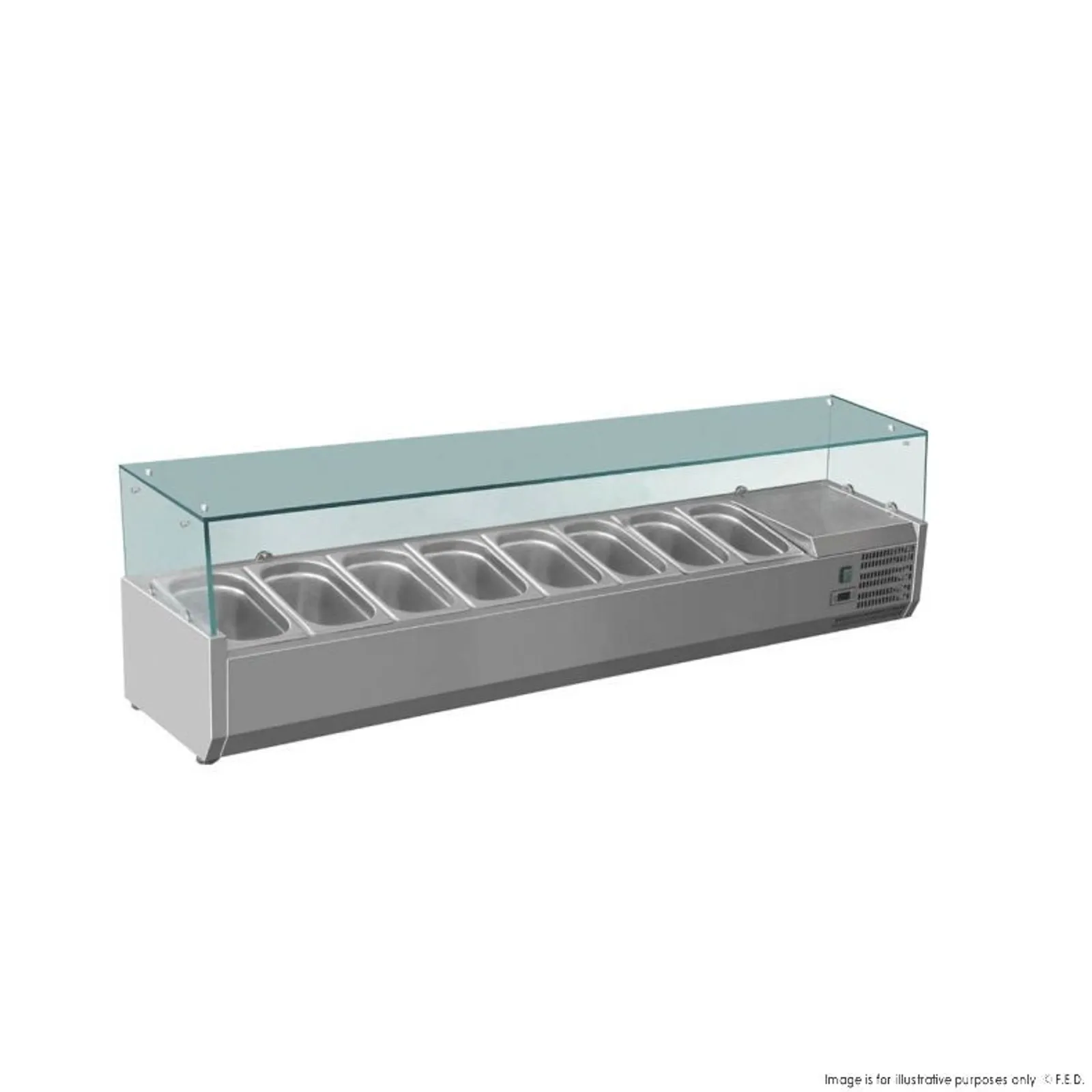 FED-X XVRX1800/380 - Flat Glass Salad Bench 8 x 1/3GN