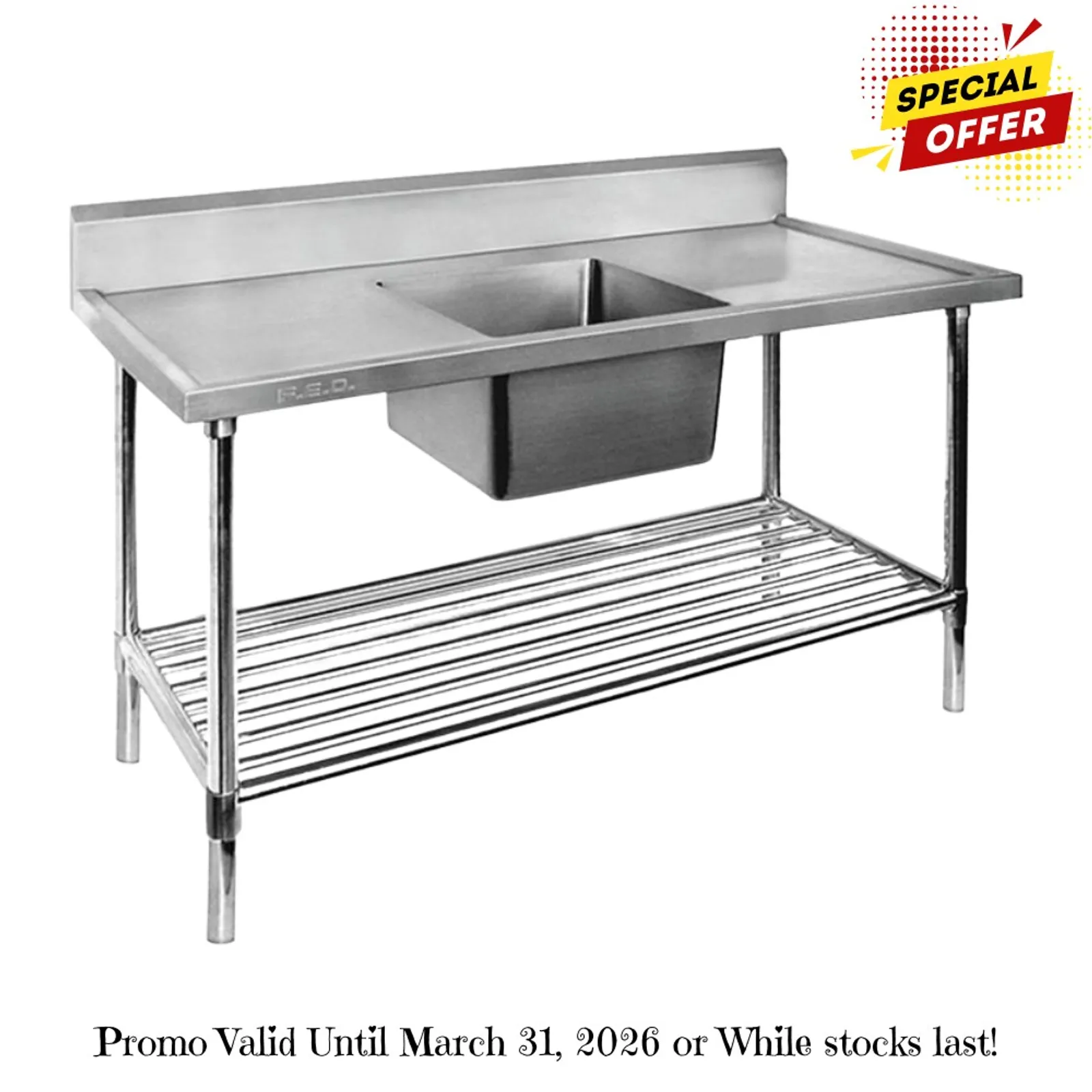 Modular Systems SSB6-1200C/A - Single Centre Sink Bench & Pot Undershelf