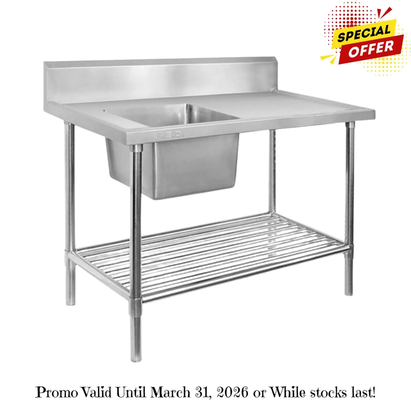 Modular Systems SSB6-1200L/A - Single Left Sink Bench with Pot Undershelf