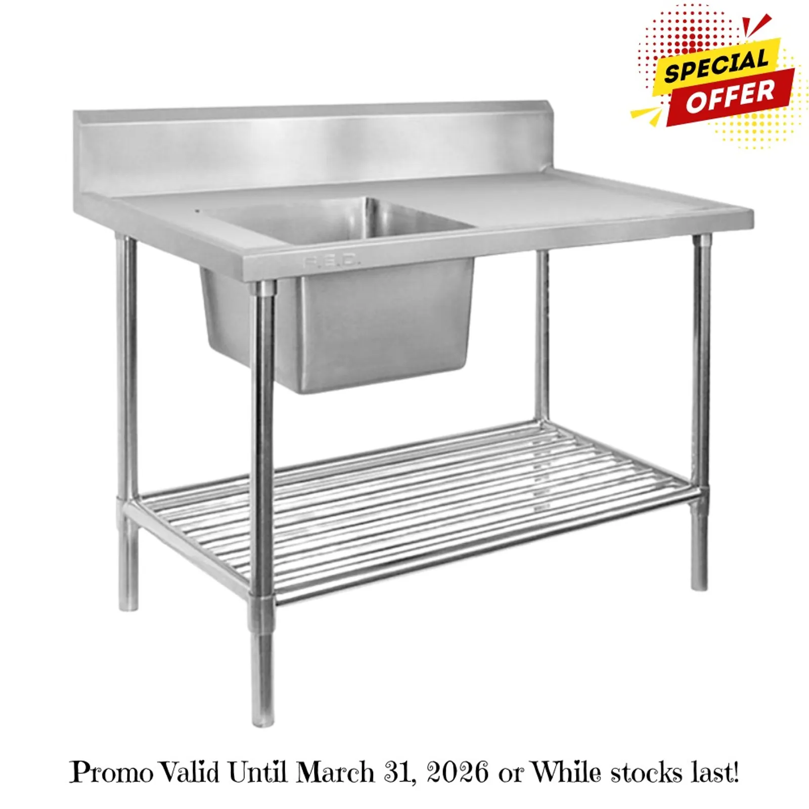 Modular Systems SSB6-2400L/A - Single Left Sink Bench with Pot Undershelf
