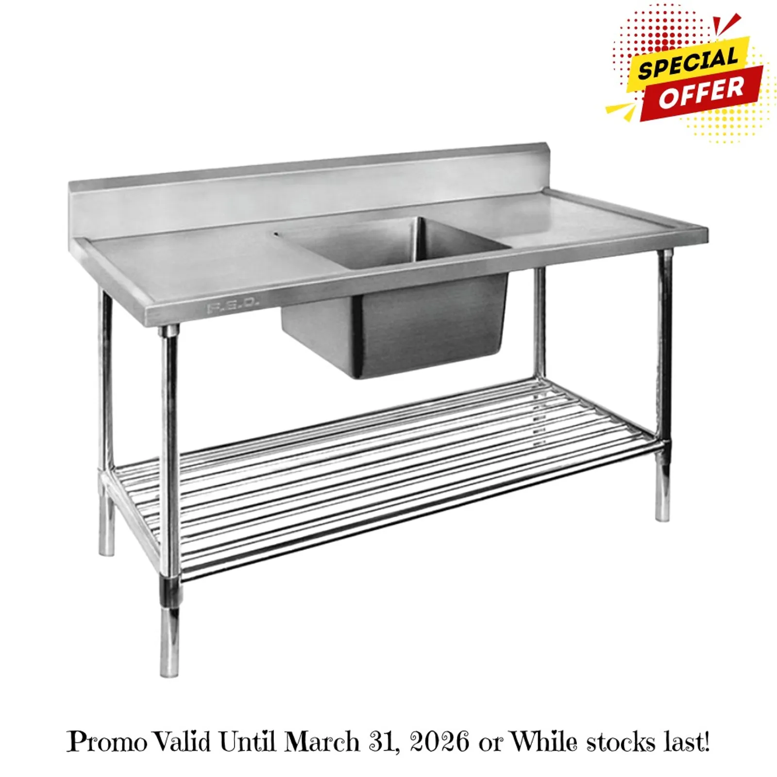 Modular Systems SSB7-1800C/A - Single Centre Sink Bench with Pot Undershelf