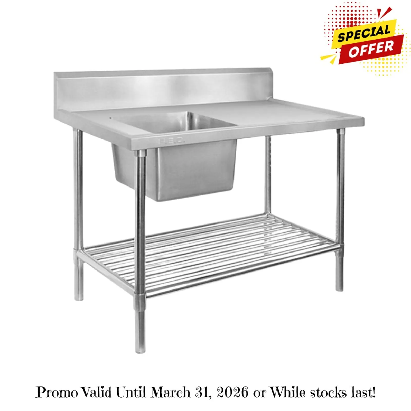 Modular Systems SSB7-1800L/A - Single Left Sink Bench with Pot Undershelf