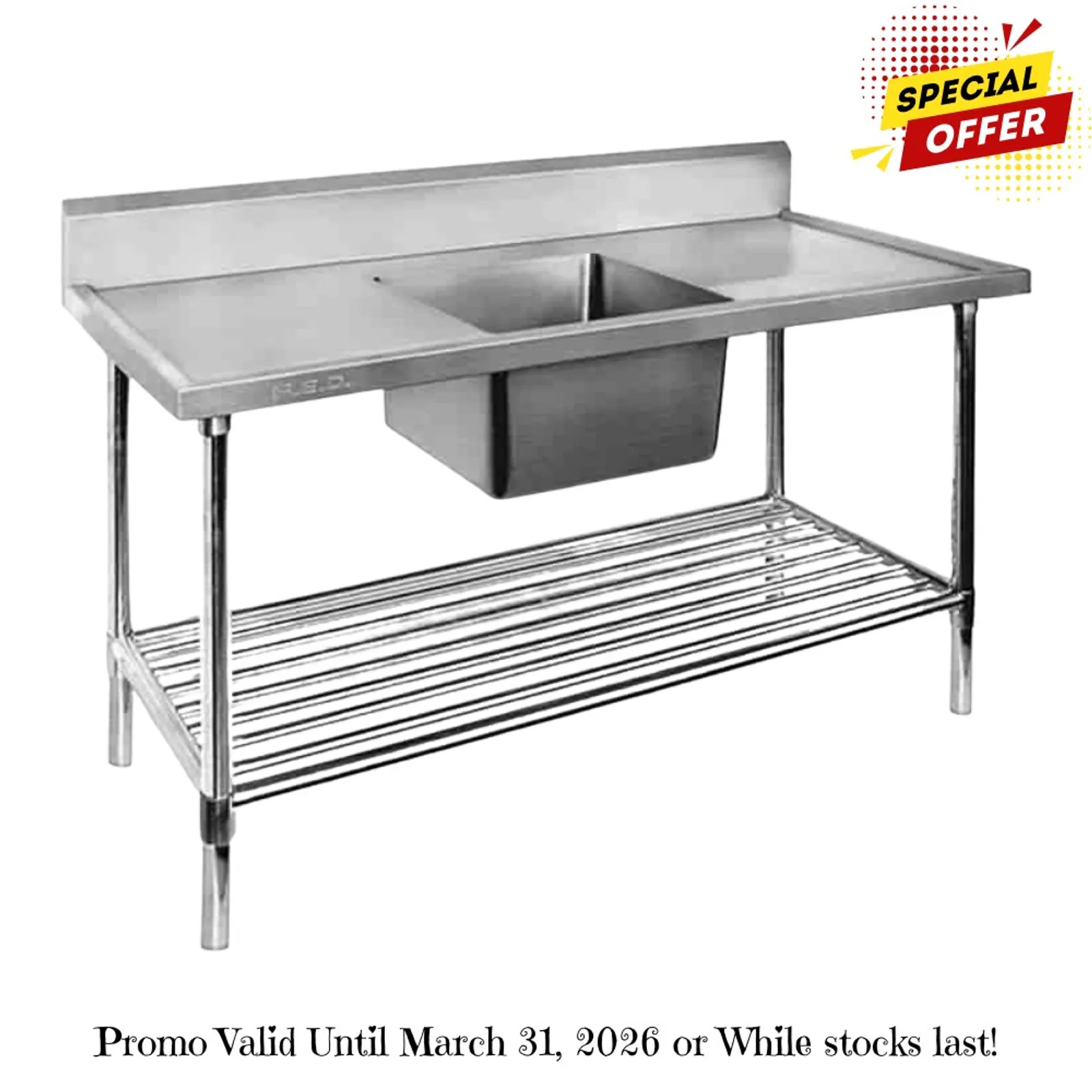 Modular Systems SSB6-1500C/A - Single Centre Sink Bench & Pot Undershelf