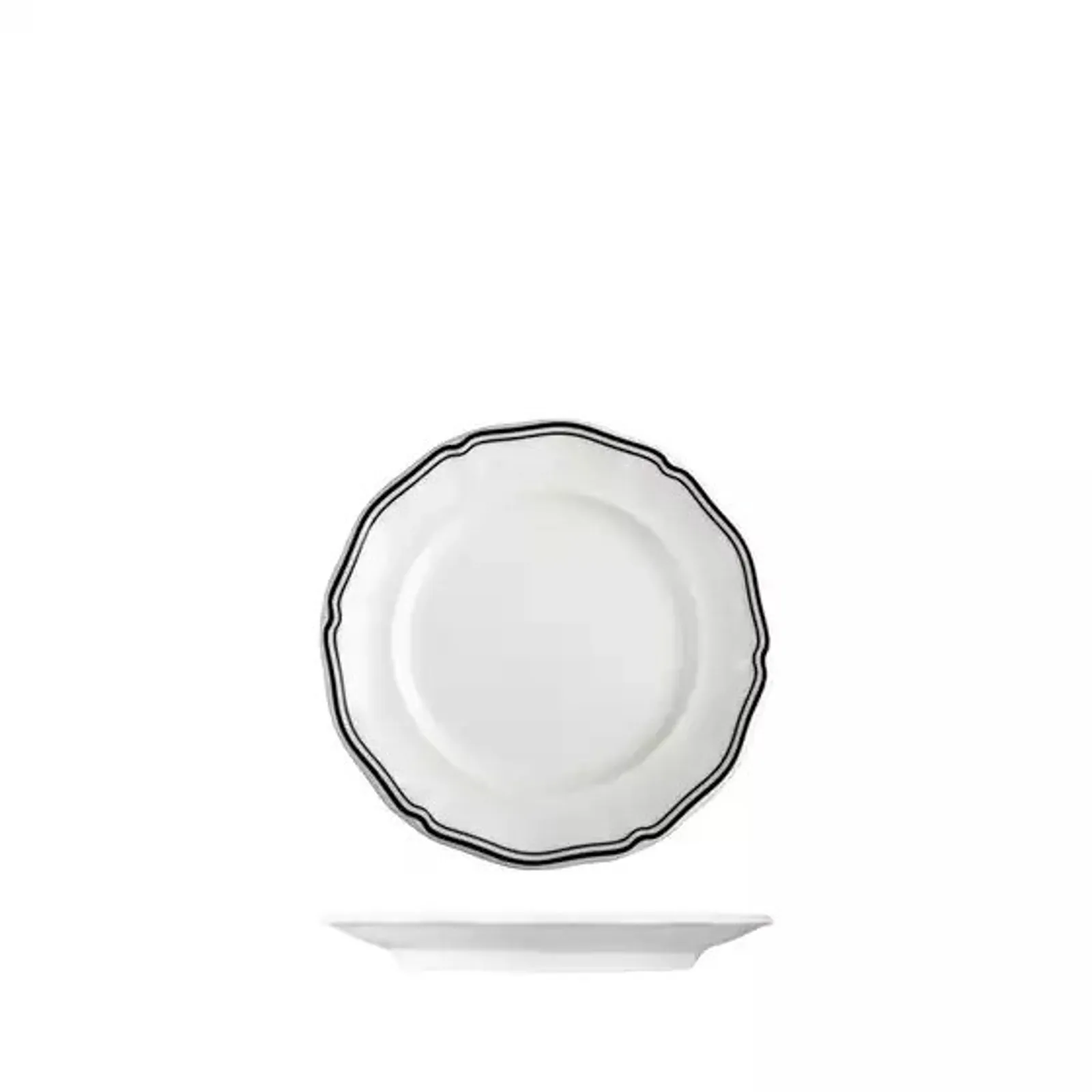 Luzerne 94351-BK - Astoria Ink Scalloped Round Plate - Wide Rim 170mm