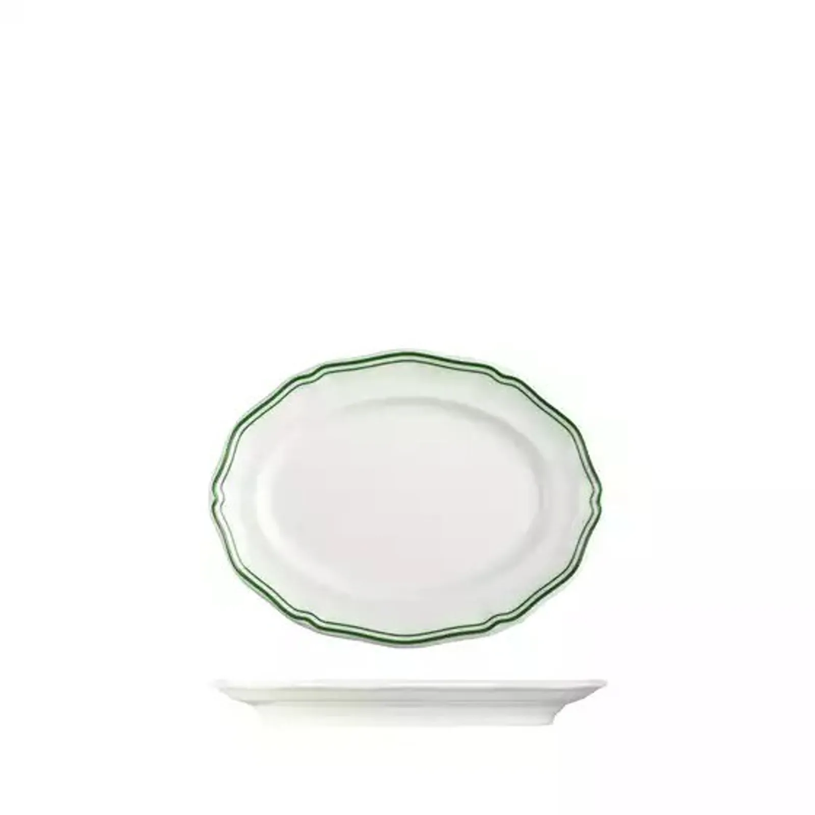 Luzerne 94355-GN - Astoria Emerald Scalloped Oval Plate - Wide Rim 200mm