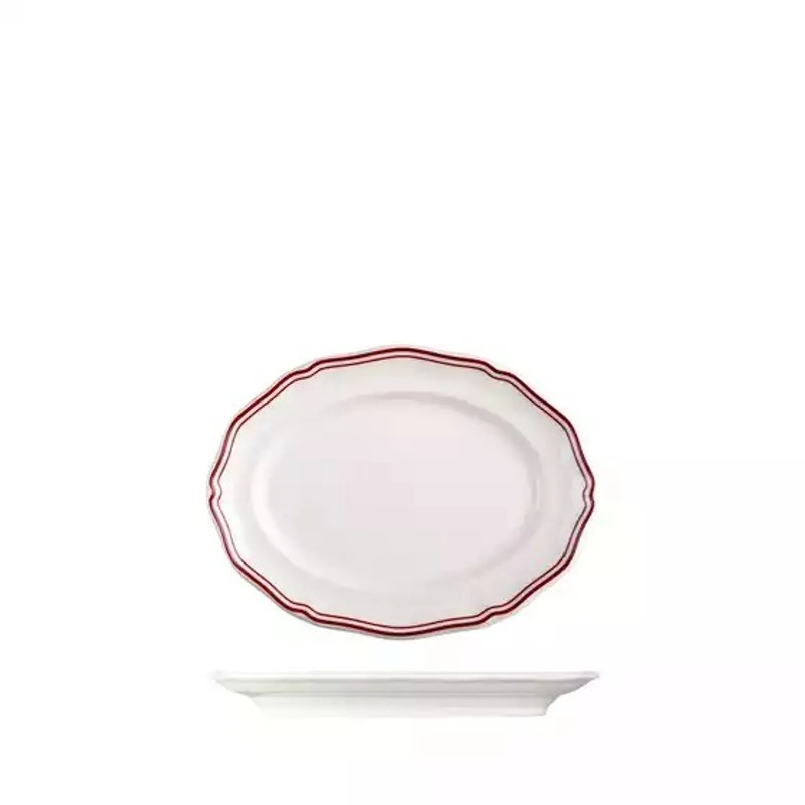 Luzerne 94355-M - Astoria Rosewood Scalloped Oval Plate - Wide Rim 200mm