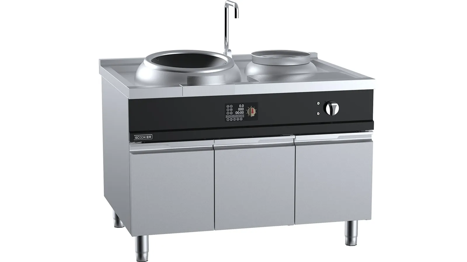 SCooker HLXCDQ1-C14 - Induction Single Wok With Rear Warming Pot Large Ring 14kw