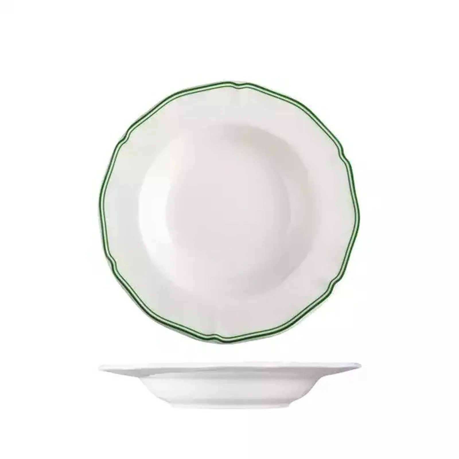Luzerne 94358-GN - Astoria Emerald Scalloped Soup / Pasta Bowl - Wide Rim 235mm