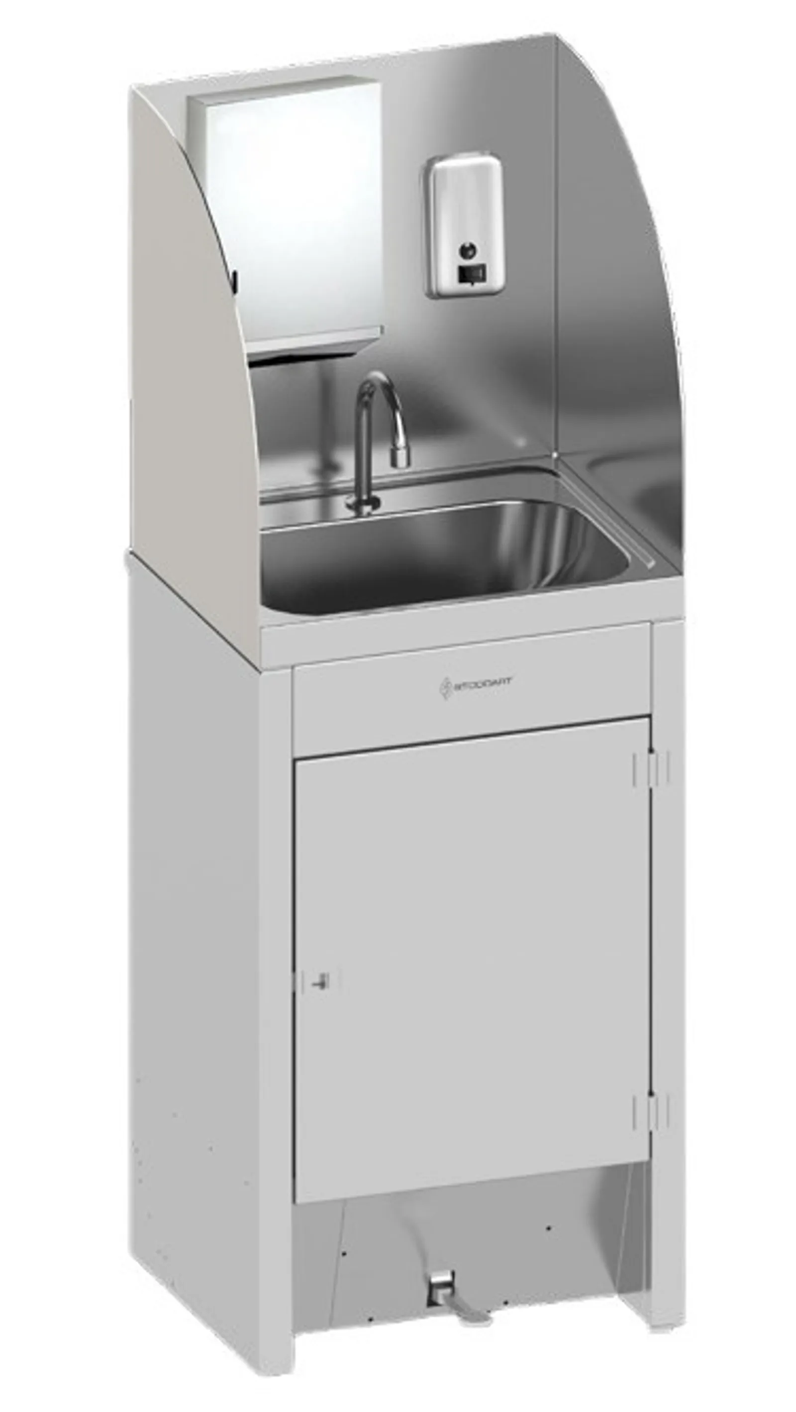 Stoddart Plumbing Foot Operated Wash Basin - Mobile, Self Contained with Towel & Soap Dispenser