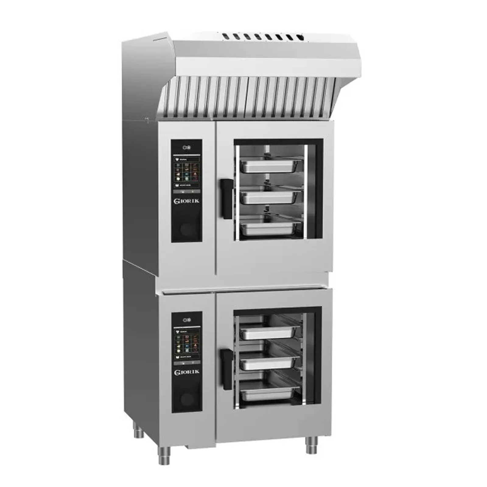 Giorik SEREST.11.0606.RO.H - Stacked 6 on 6 Steambox R Series Electric Combi Ovens with RO Filter & Hood
