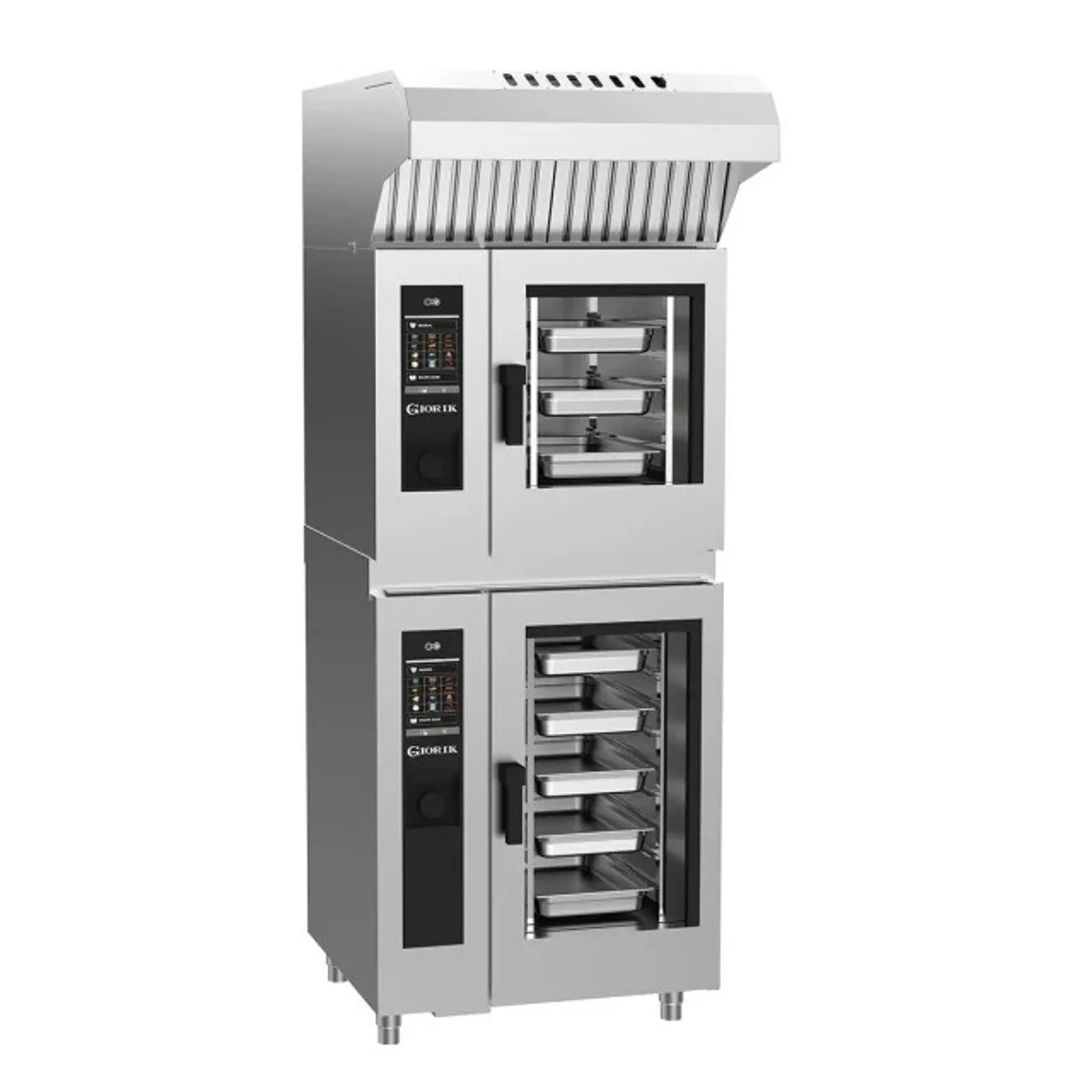 Giorik SEREST.11.0610.L.RO.H - Stacked 6 on 10 Steambox R Series Electric Combi Ovens with RO Filter & Hood (Left Hand Hinge)
