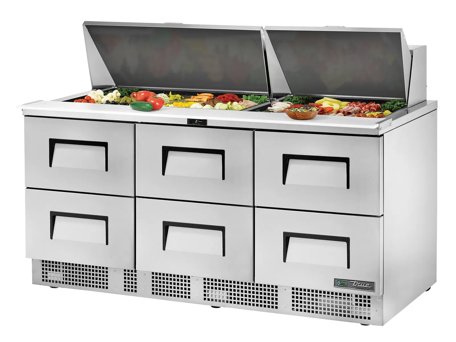 True Refrigeration TFP-72-30M-D-6-HC - Prep Table, 30x 1/6 Top Pans, 6 Drawers
