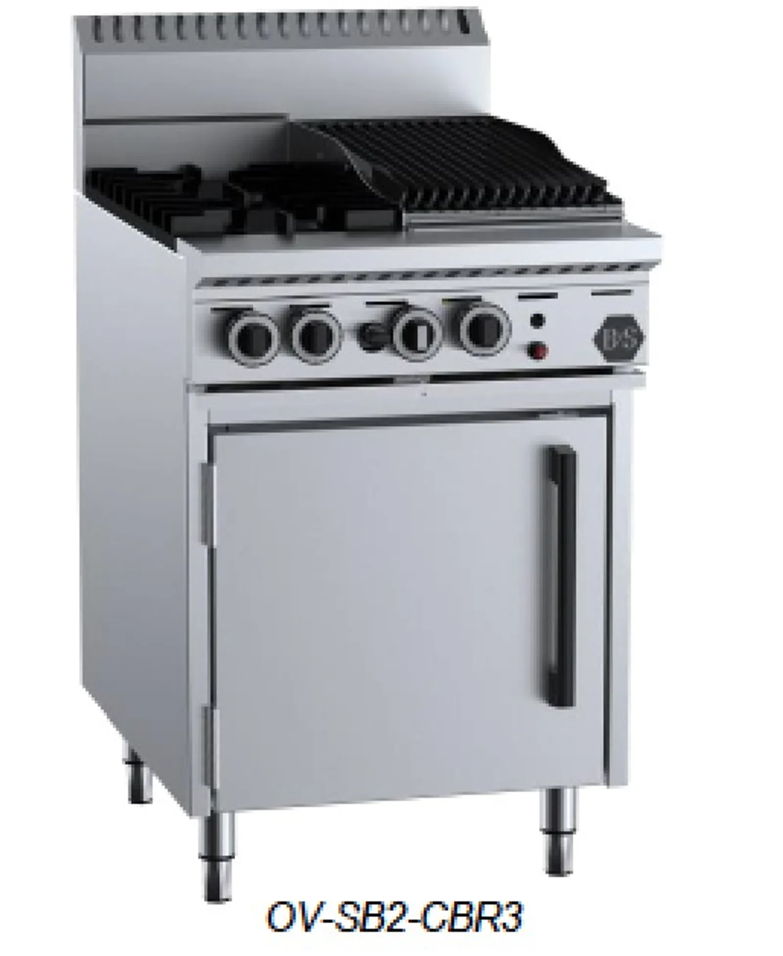 B&S BLACK OV-SB2-CBR3 Oven with 300mm Char Broiler & Two Open Burners