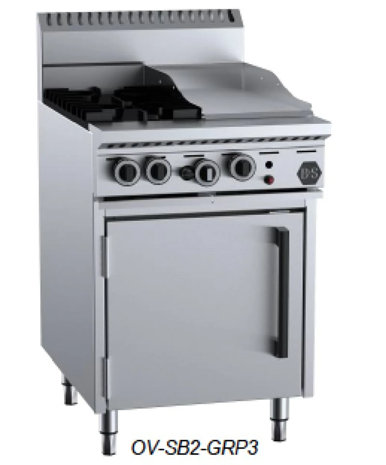 B&S BLACK OV-SB2-GRP3 Oven with 300mm Grill Plate & Two Open Burners