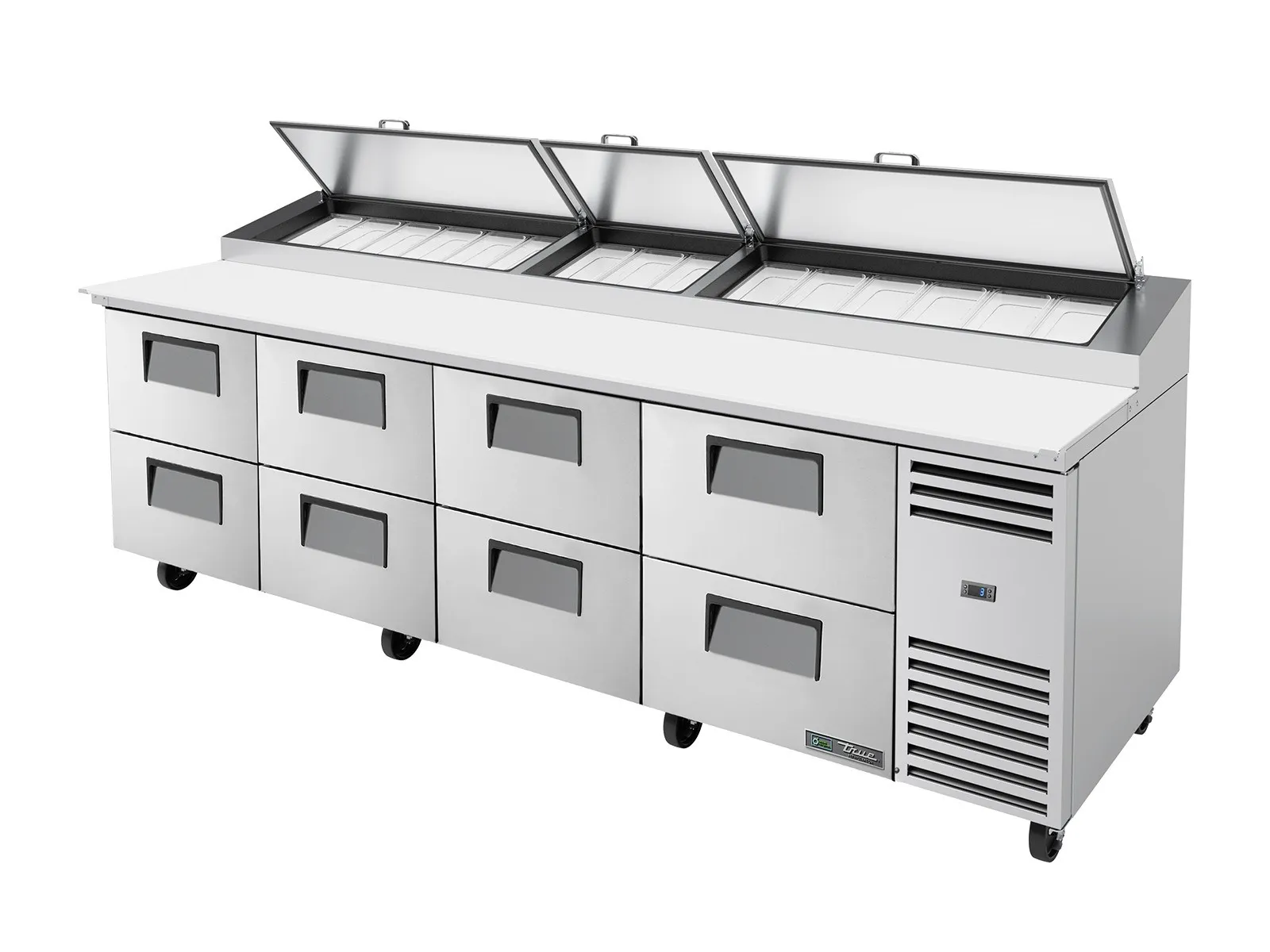 True Refrigeration TPP-AT-119D-8-HC - Pizza Prep Table, 15x 1/3 Top Pans, 8 Drawers