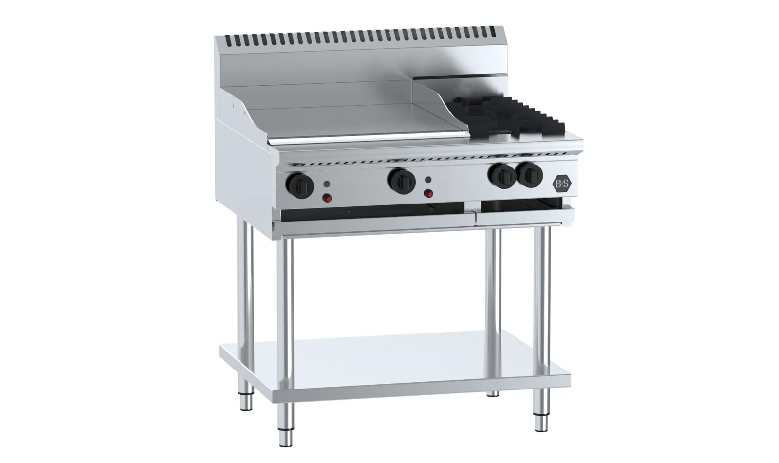 B&S BLACK BT-SB2-GRP6 Combination Two Open Burners & 600mm Grill Plate