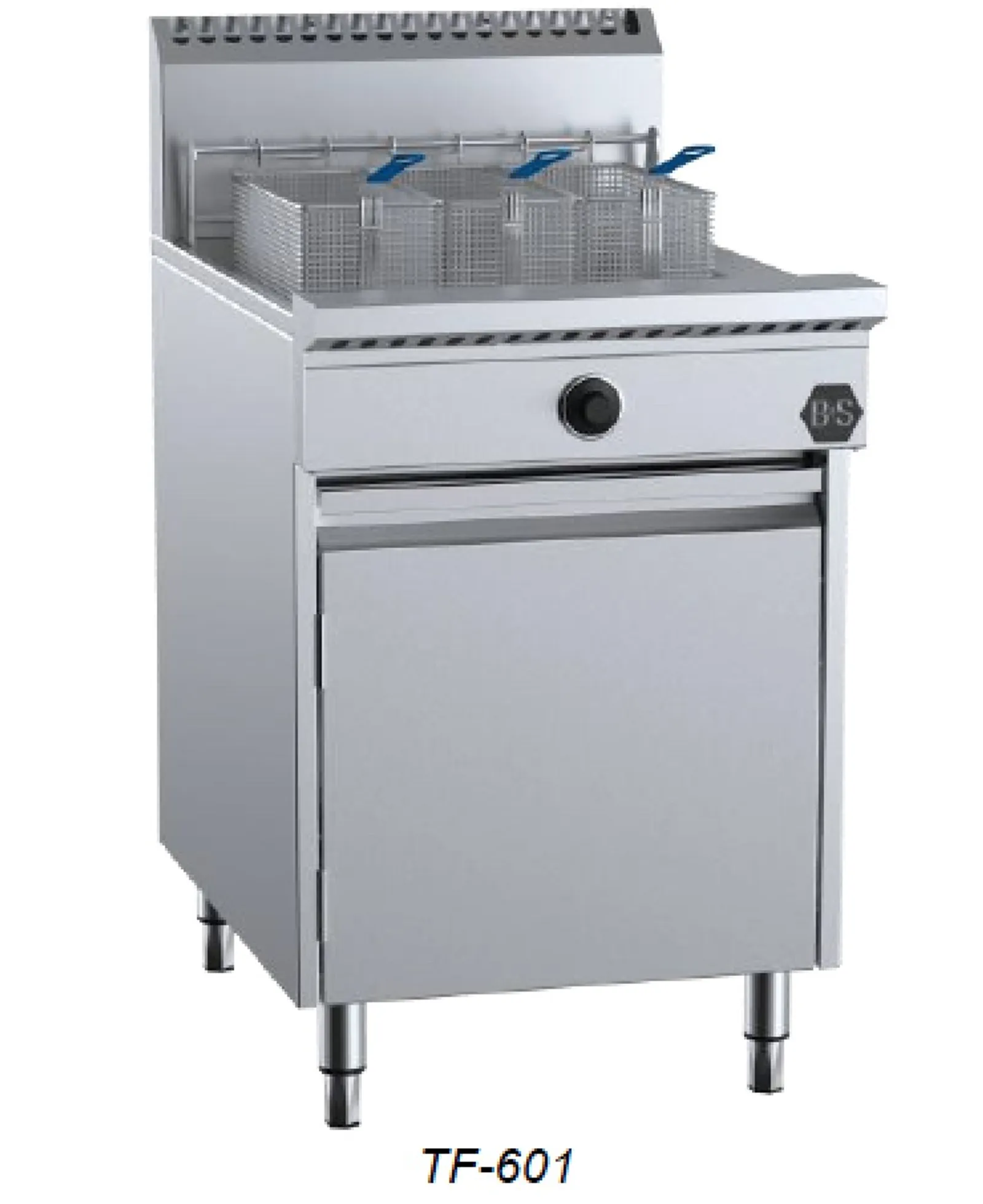 B&S Black TF-601 - Single Pan Turbo Fryer with 3 Baskets