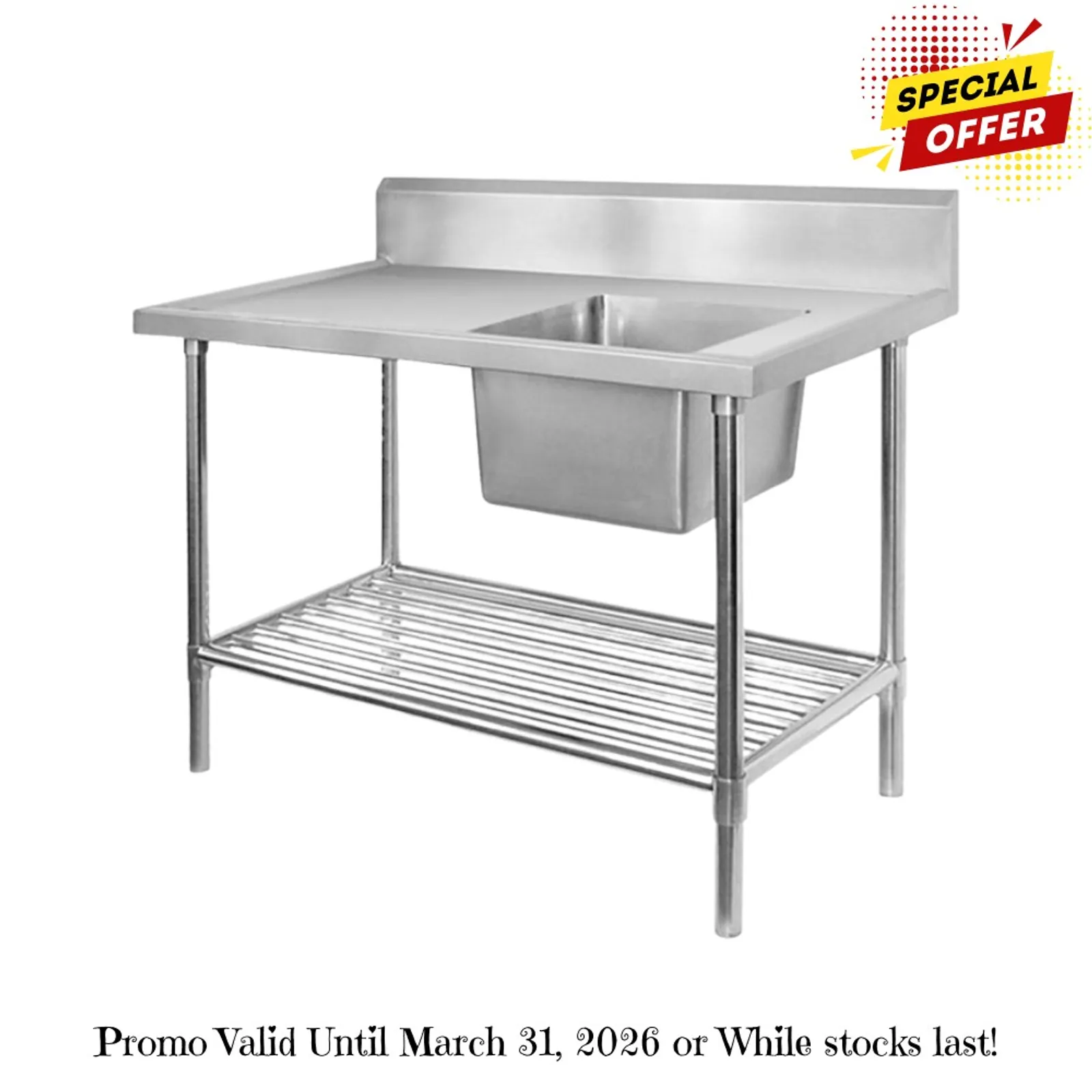 Modular Systems SSB7-1800R/A - Single Right Sink Bench with Pot Undershelf