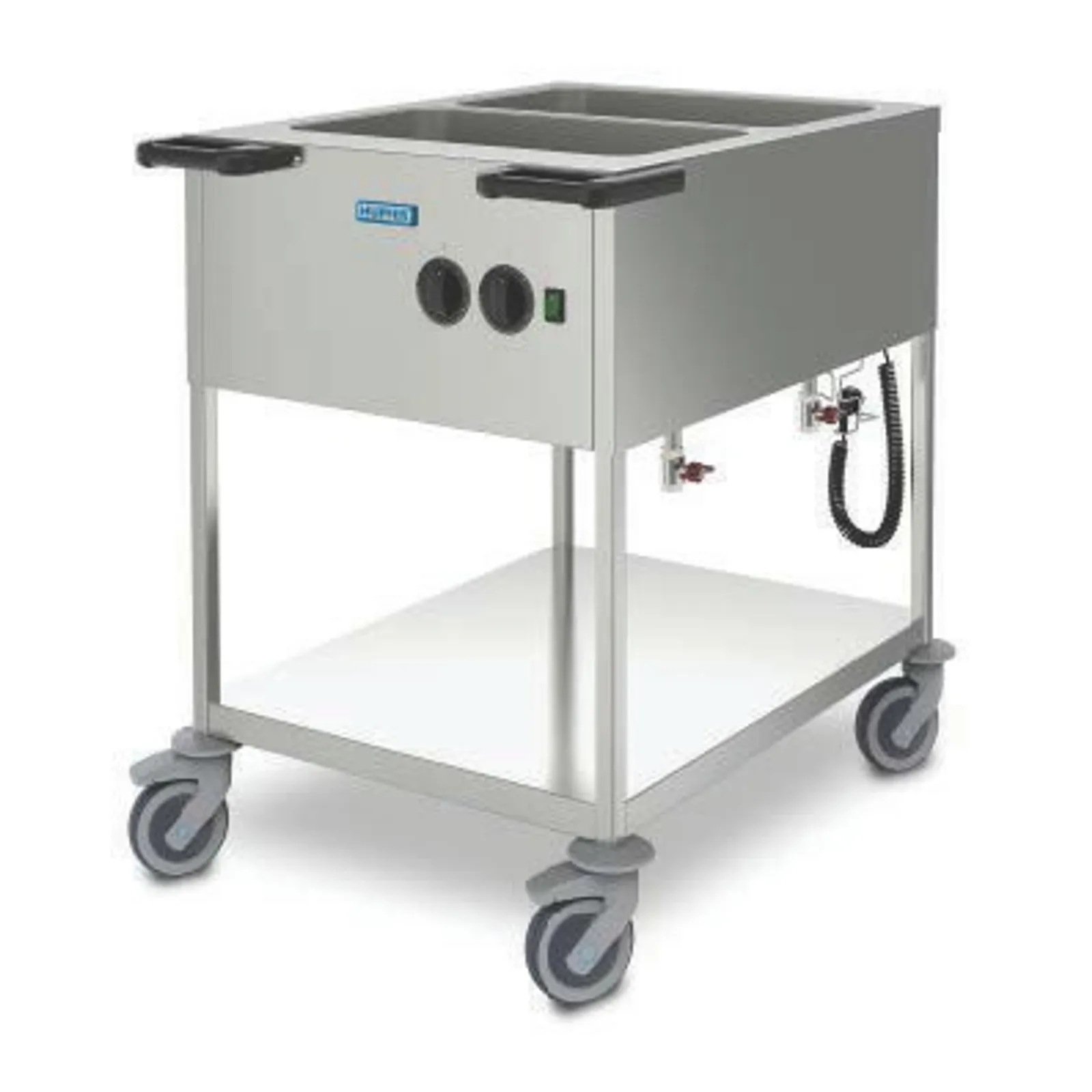 Hupfer SPA-EB-2F-S-S - Mobile Bain Marie with Foil Heating 2 x GN 1/1 Pan 200mm Deep