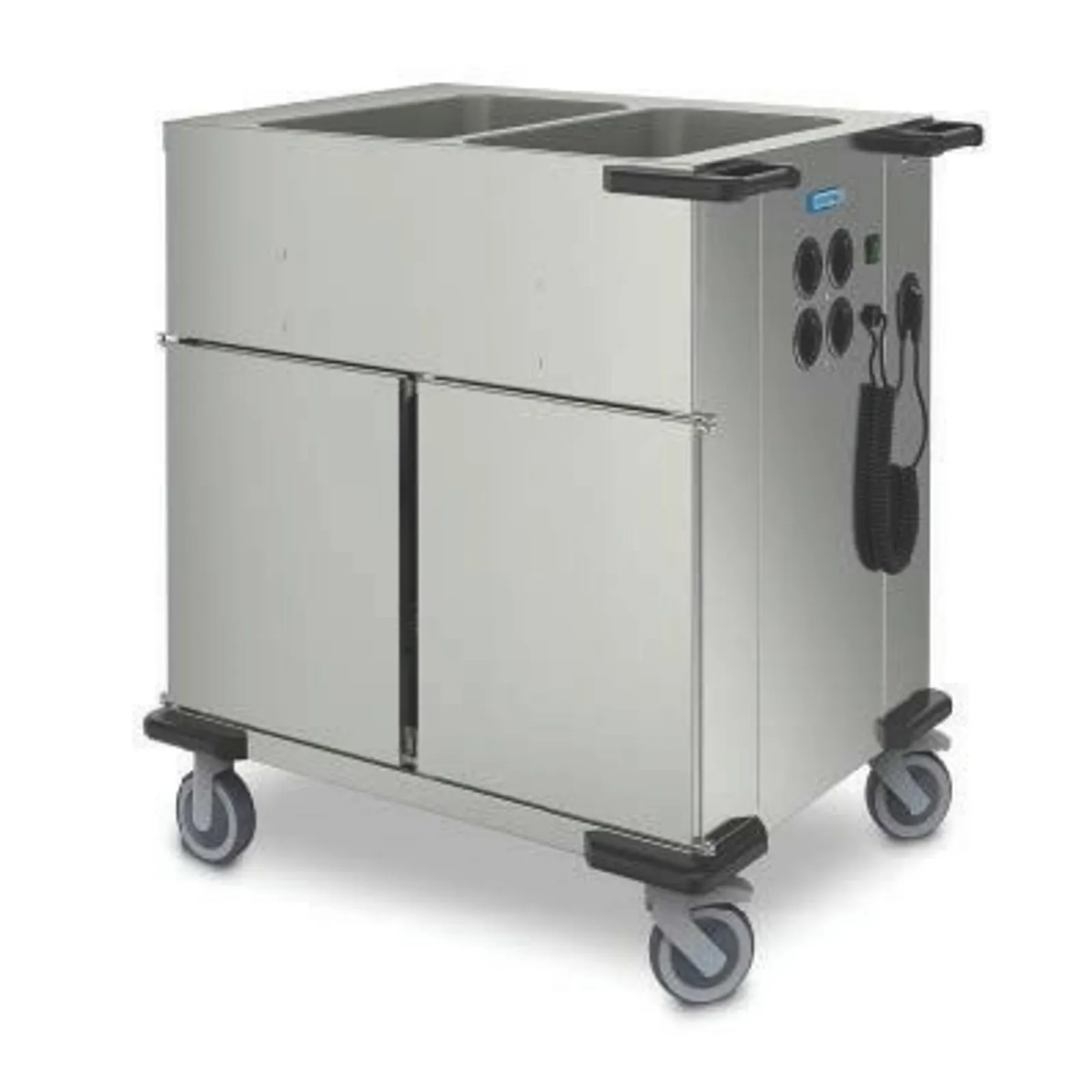 Hupfer SPTW-2EBH-2WF - Heated Food Transport Trolley with 2 Bain Maries and Cabinets 120kg