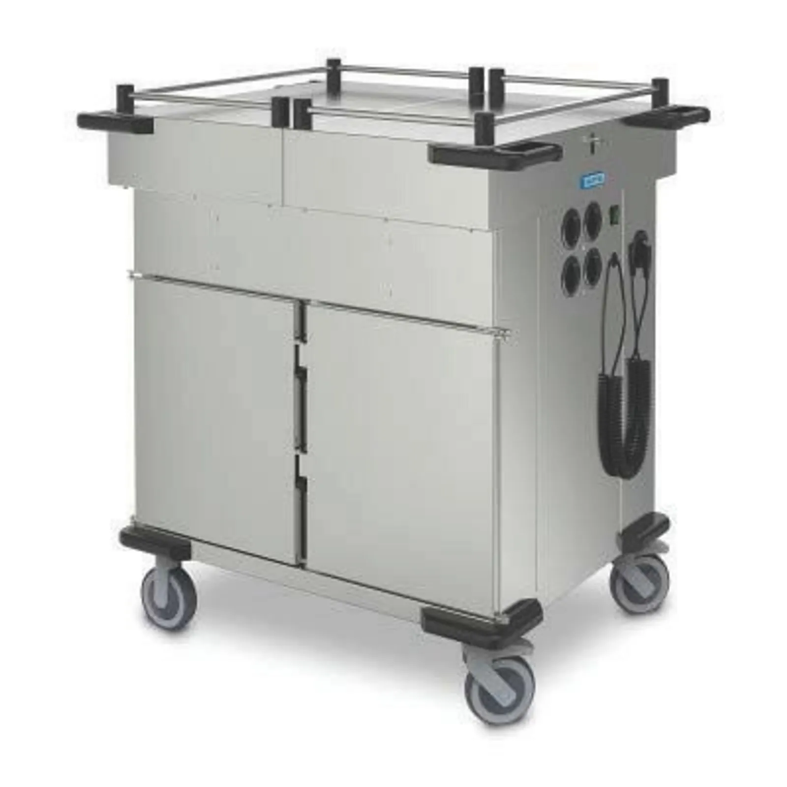 Hupfer SPTW-2EBH-2WF-SD - Heated Food Transport Trolley with 2 Bain Maries and Cabinets with Sliding Lids 140kg