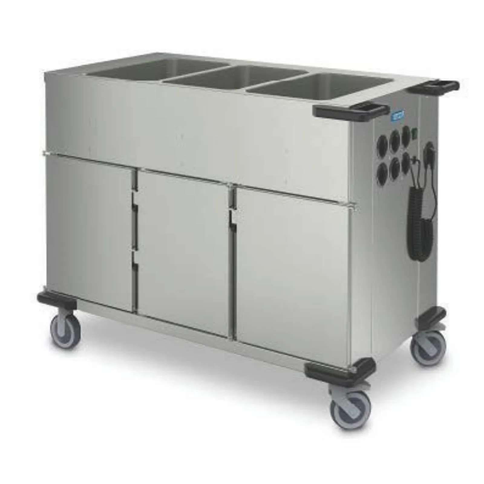 Hupfer SPTW-3EBH-3WF - Heated Food Transport Trolley with 3 Bain Maries and Cabinets with Sliding Lids 140kg