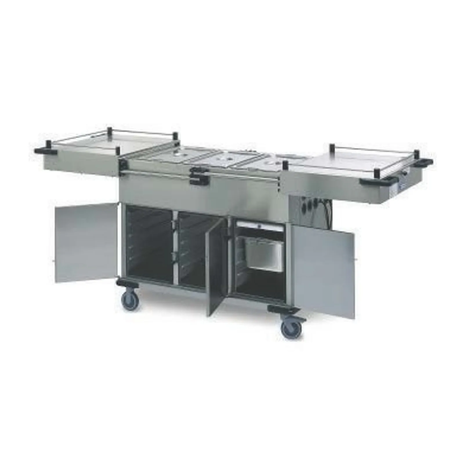 Hupfer SPTW-3EBH-3WF-SD - Heated Food Transport Trolley with 3 Bain Maries and Cabinets with Sliding Lids 200kg