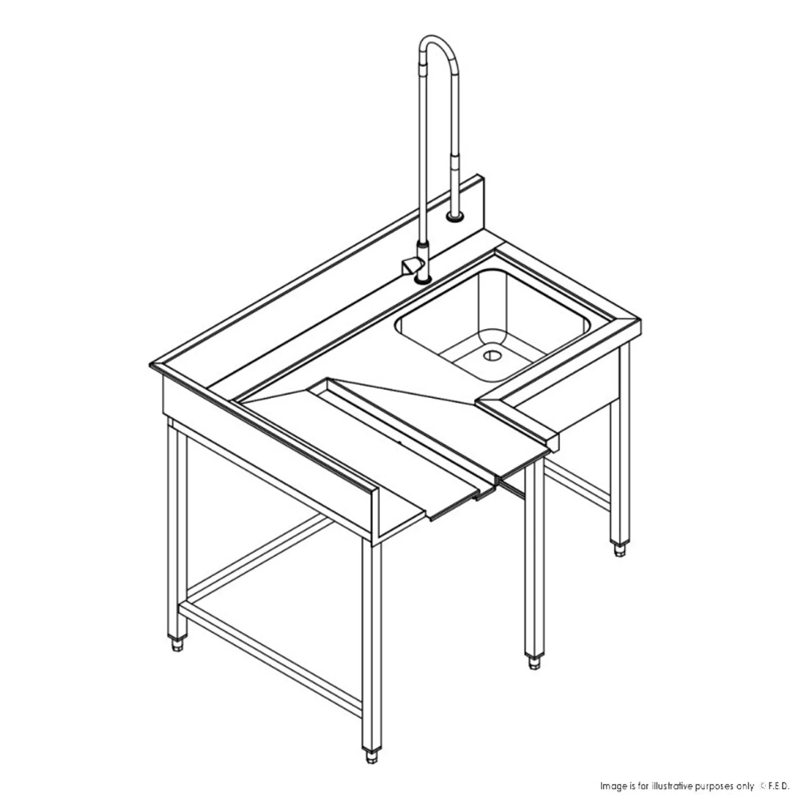 Fagor MCFD-1000D - Pre-Rinsing Sink Bench w/ Introductor of Baskets