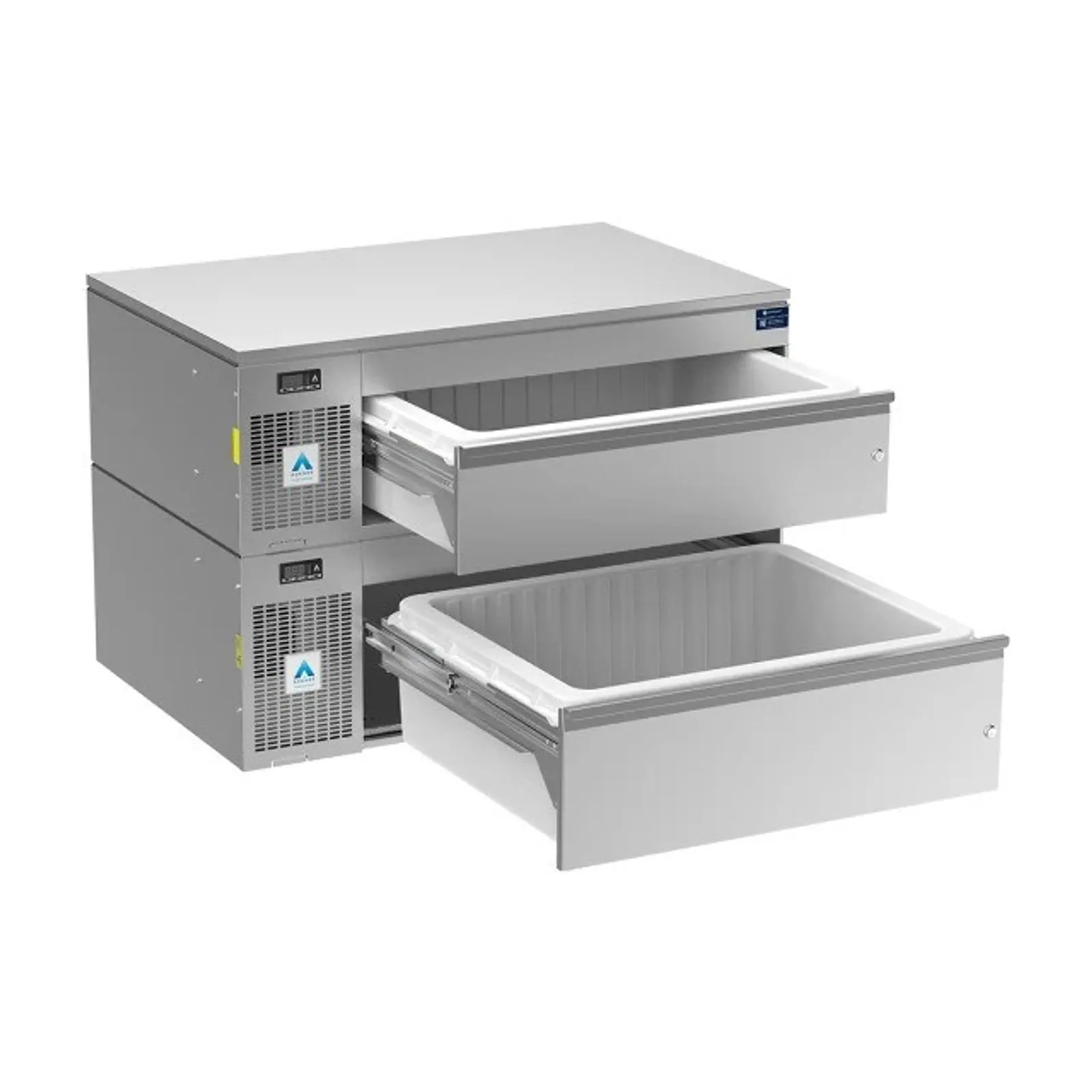 Adande VNS2.PT Double Drawer Combination Unit - Side Engine Refrigeration - Slimline & Standard Drawer - Cover Top and Plinth Slides