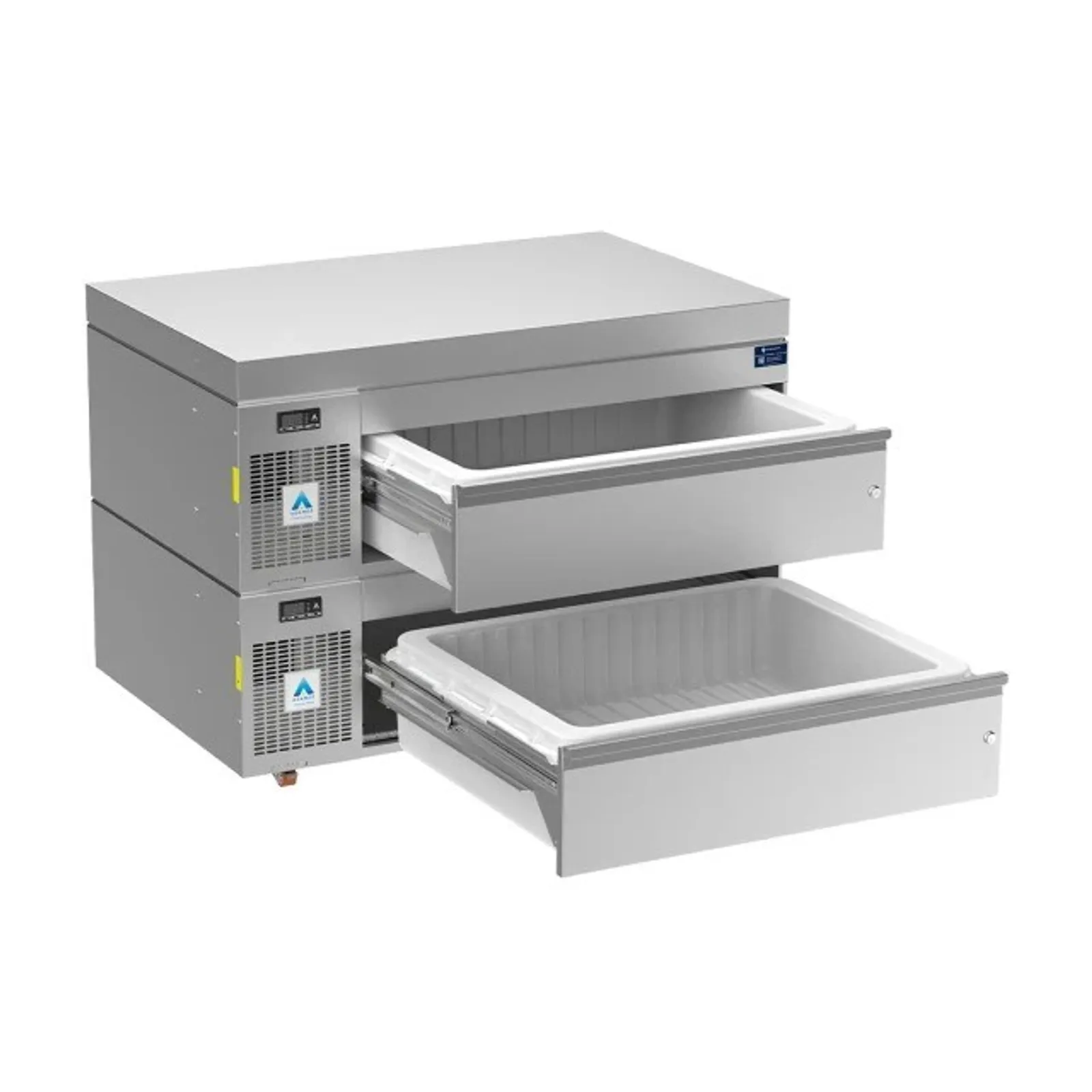 Adande VLS2.CW Double Drawer Unit - Side Engine Refrigeration - Slimline - Solid Work Top and Castors